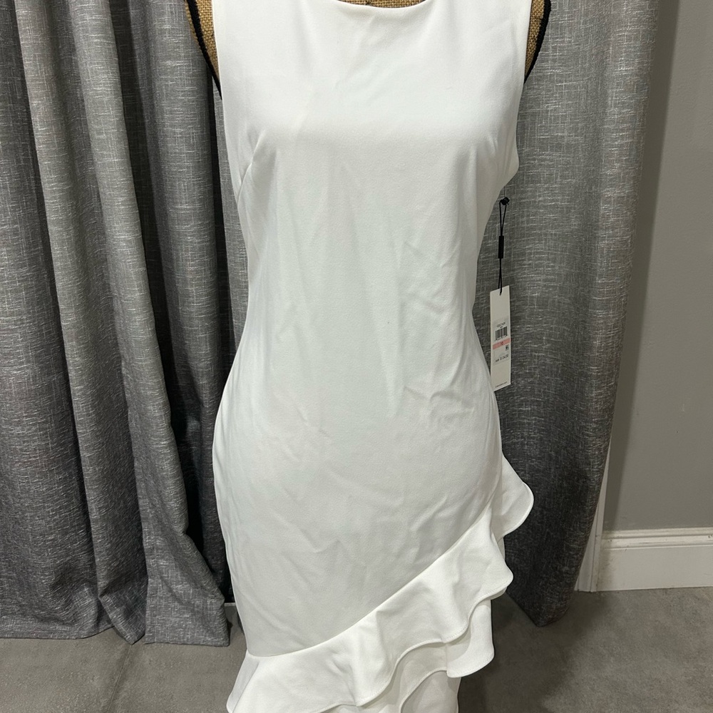 Elegant White Sleeveless Calvin Klein Dress